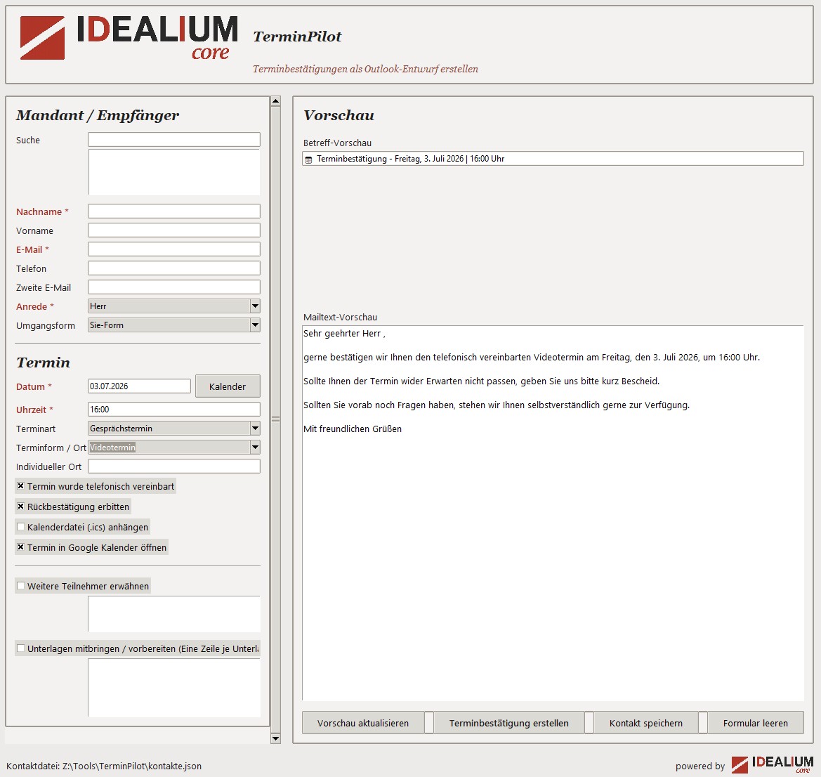 Screenshot des TerminPilot