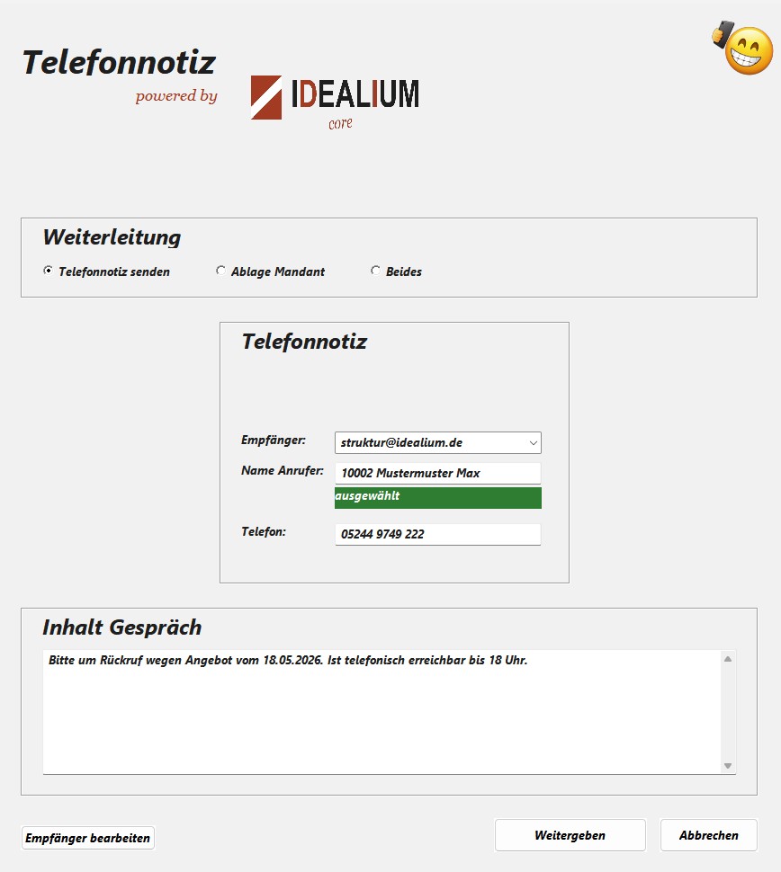Telefon- und Aktennotiz